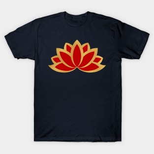 Red and gold lotus design , Traditional lotus T-Shirt